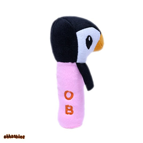 Yellow Lion With Pink Penguin Baby Rattle Toy