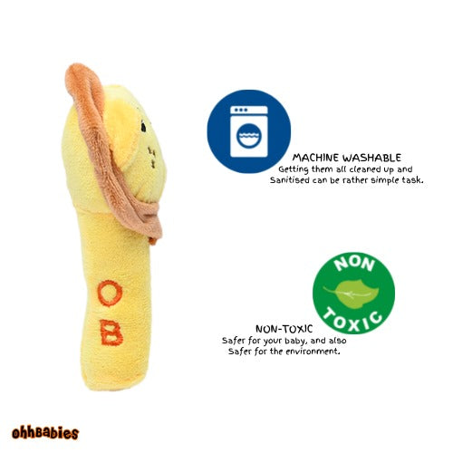 Yellow Lion With Pink Penguin Baby Rattle Toy