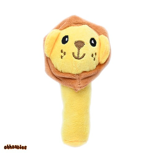 Yellow Lion With Pink Penguin Baby Rattle Toy