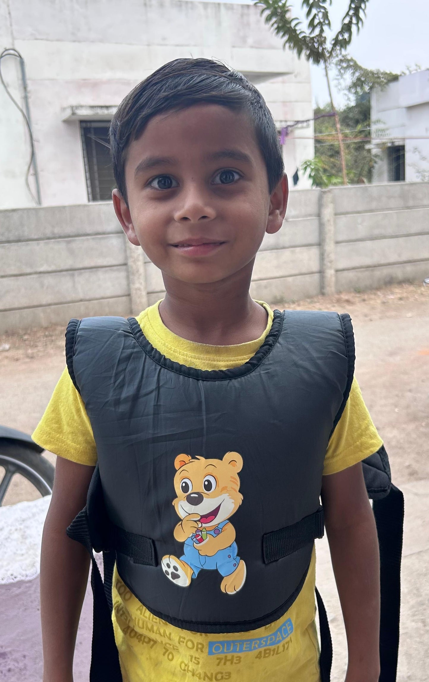 Two Wheeler Child Safety Belt (Black with Bruno Cartoon Print)